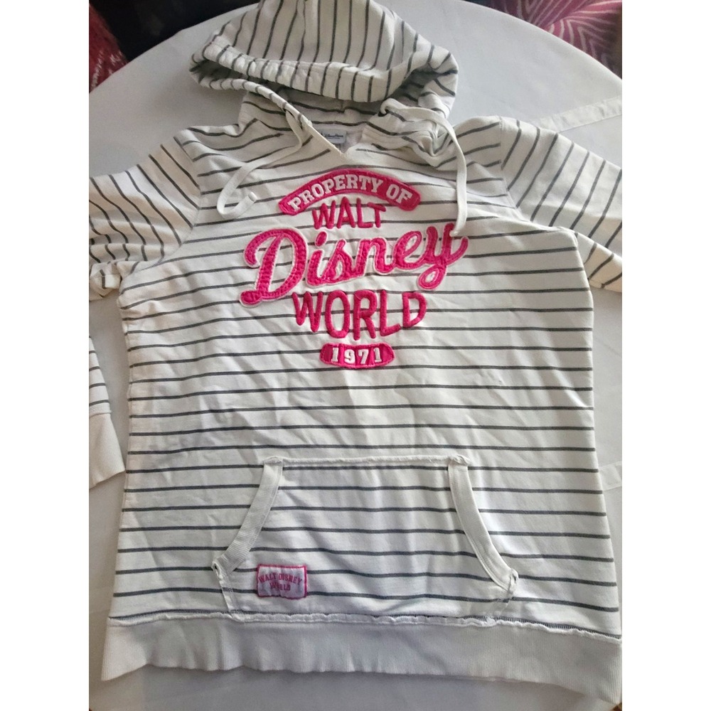 Disney Parks Walt Disney World 1971 Striped Hoodie Sweatshirt Pink XXL WDW